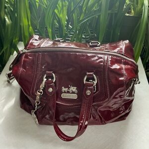 Coach Madison Audrey Glossy Burgundy Leather Satchel